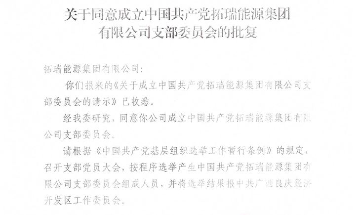 拓瑞能源集團黨支部正式成立！