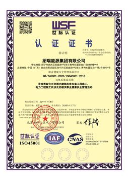 職業(yè)健康安全管理體系世標認證證書